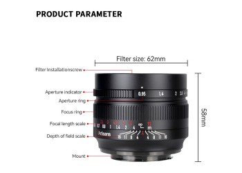 7artisans 50mm F0.95 manual focus lens Sony systeem camera + Gratis lenstas + 62mm uv filter en zonnekap