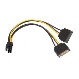 Dual SATA 15 Pin Male to 6 Pin Female Video Card Power Cable