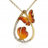 Butterfly painting oil necklace fashion exquisite drop-shaped colorful clavicle chain jewelry brown