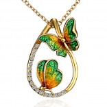 Butterfly painting oil necklace fashion exquisite drop-shaped colorful clavicle chain jewelry brown green
