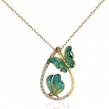 Butterfly painting oil necklace fashion exquisite drop-shaped colorful clavicle chain jewelry green