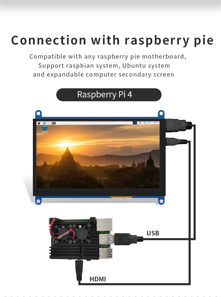 Ips 7Inch Scherm Lcd Display Mini Pc Touch Hdmi Module 1024X600 Voor Raspberry Pi 3 Pi4 pc Monitor Screen