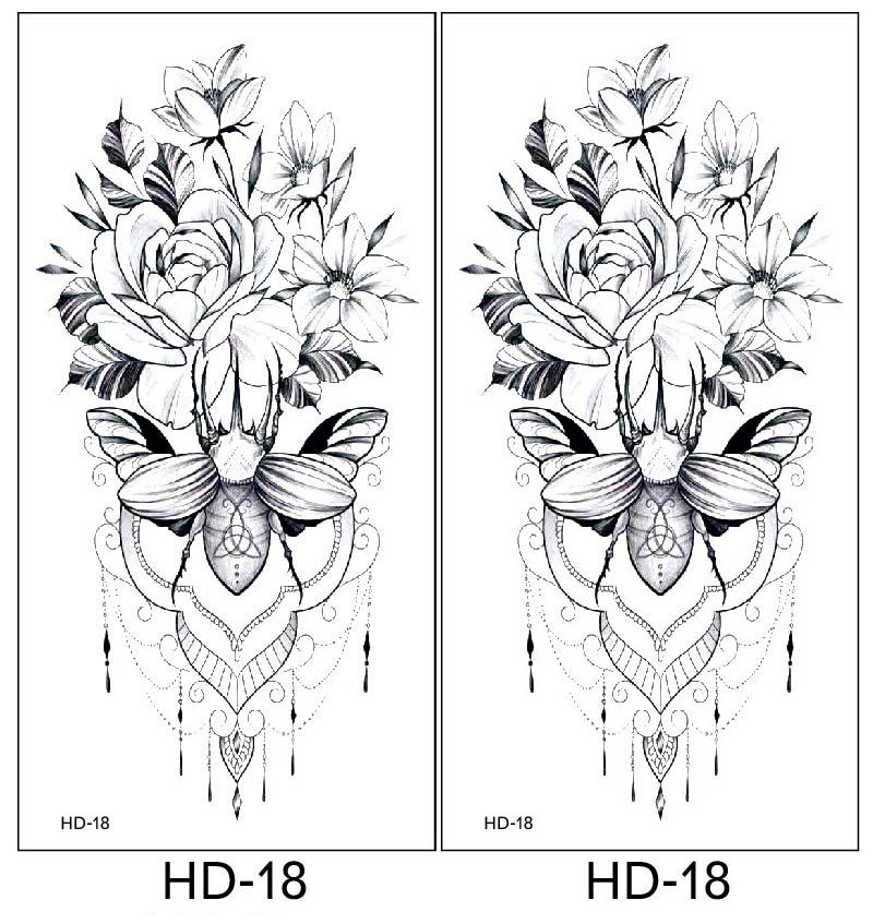 2 stuk XL Tattoo Sticker Gezicht Hand Mooie Body Art Nep Tatoo Tijdelijke Waterdichte Taty model HD1818